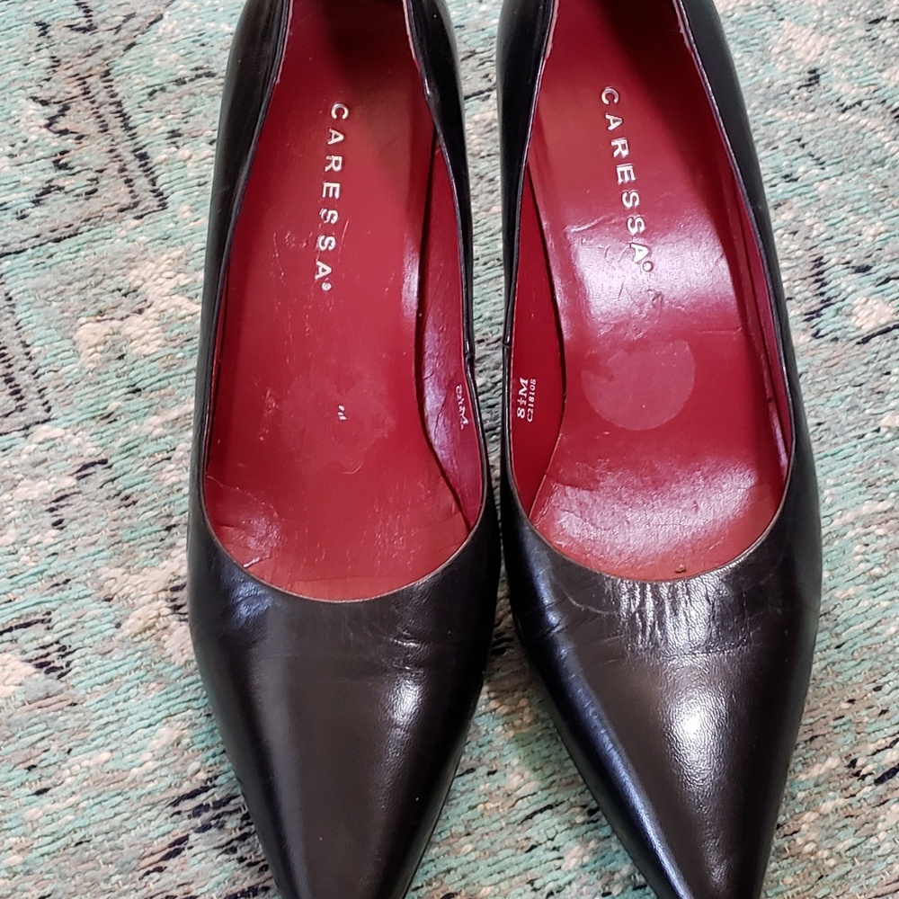 Caressa Leather Black Heel